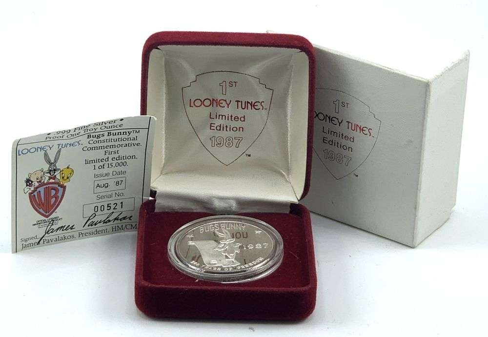 Limited Edition Looney Tunes 1987 Bugs Bunny "200 Years Of Freedom" Proof 1 ozt .999 Silver (1 of 4)