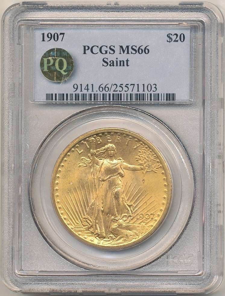 Last Minute! 1907 Gold $20 Saint Gaudens PCGS MS66 PQ: We are proud to offer a deal that has been put away for a generation. Winner shall receive the exact coin shown here. (RR/SOMP=LOFK)