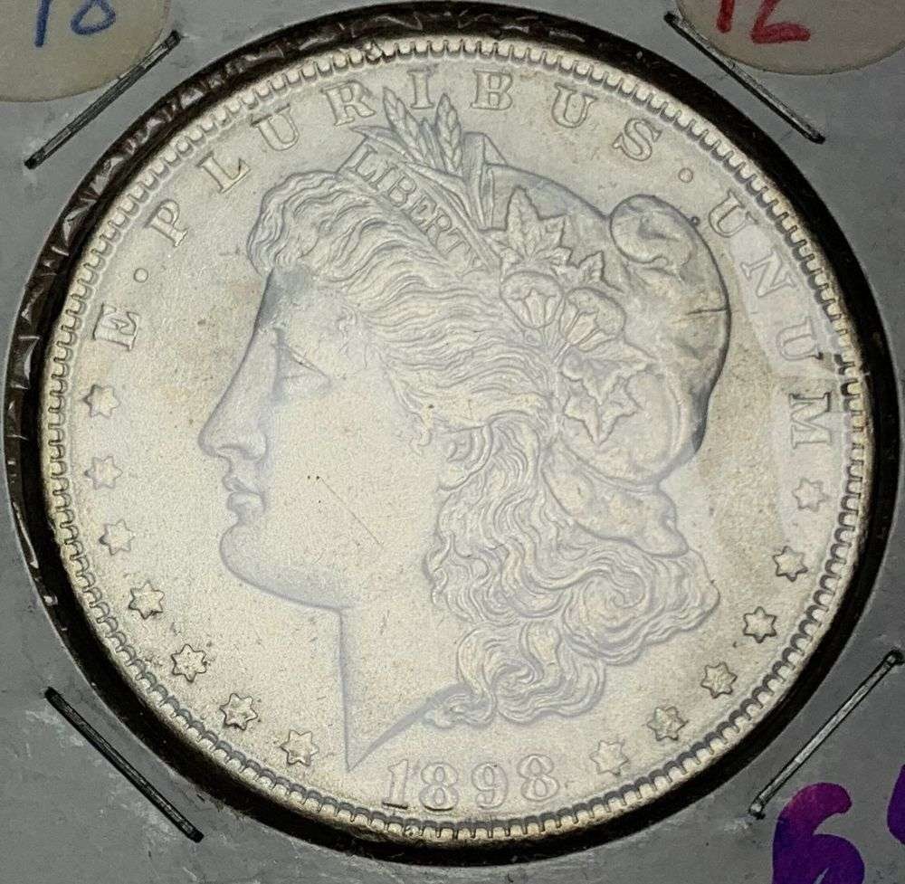 Last Minute! 1898 Morgan Silver Dollar MS64: Winner shall receive the exact coin shown here. (MR/RB)