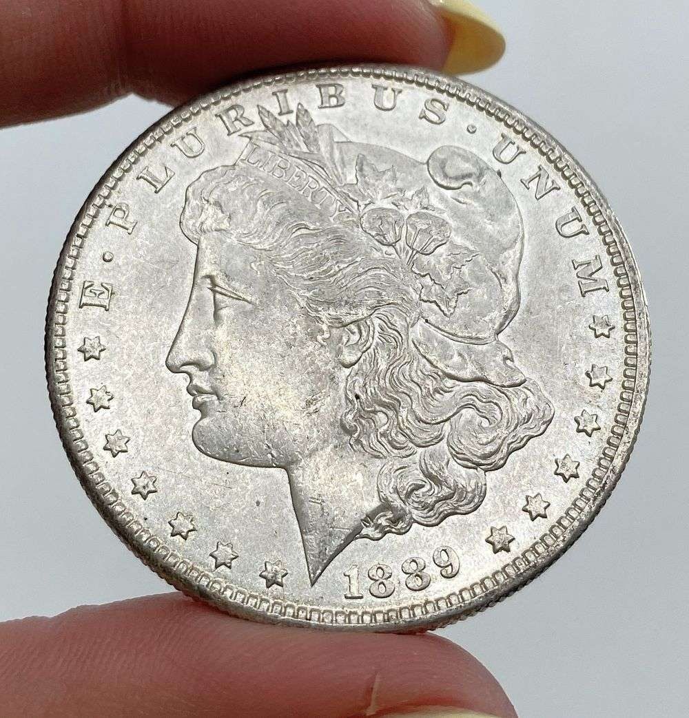 Last Minute! 1889-S Morgan Silver Dollar MS65: Winner shall receive the exact coin shown here. (MR/RB)