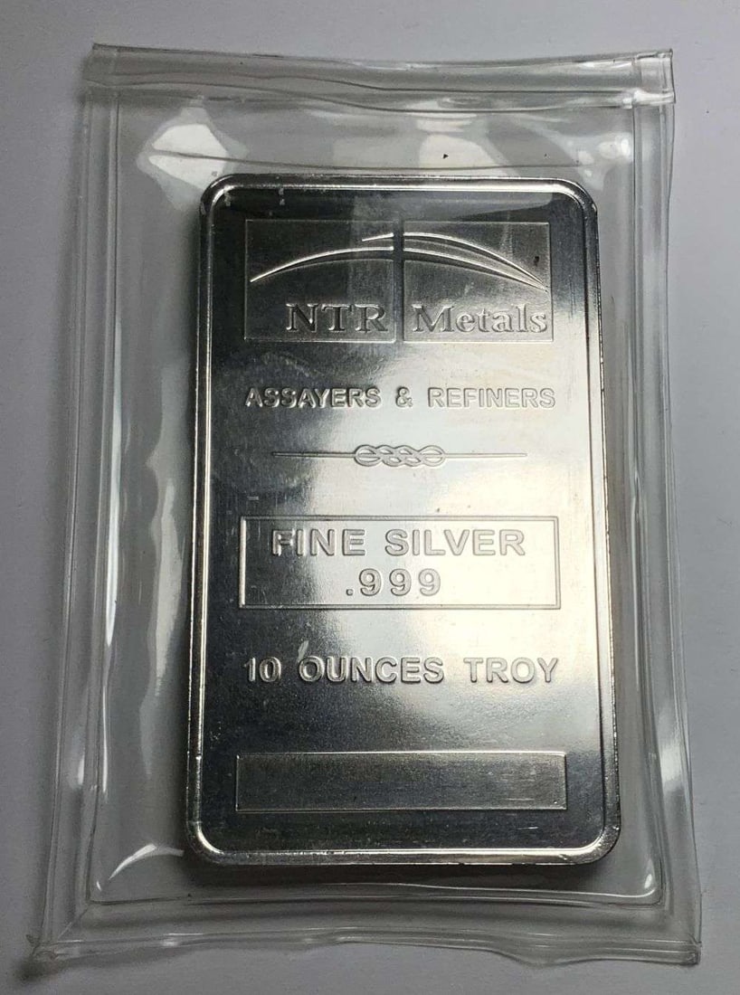Last Minute! NTR Metals 10 ozt .999 Silver Bar (1 of 4)