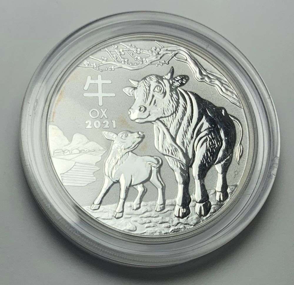 Last Minute! Rare 2021 Australia $2 Year of the Ox 2 ozt .9999 Silver: Winner shall receive the exact coin shown here. (MR/LPB)