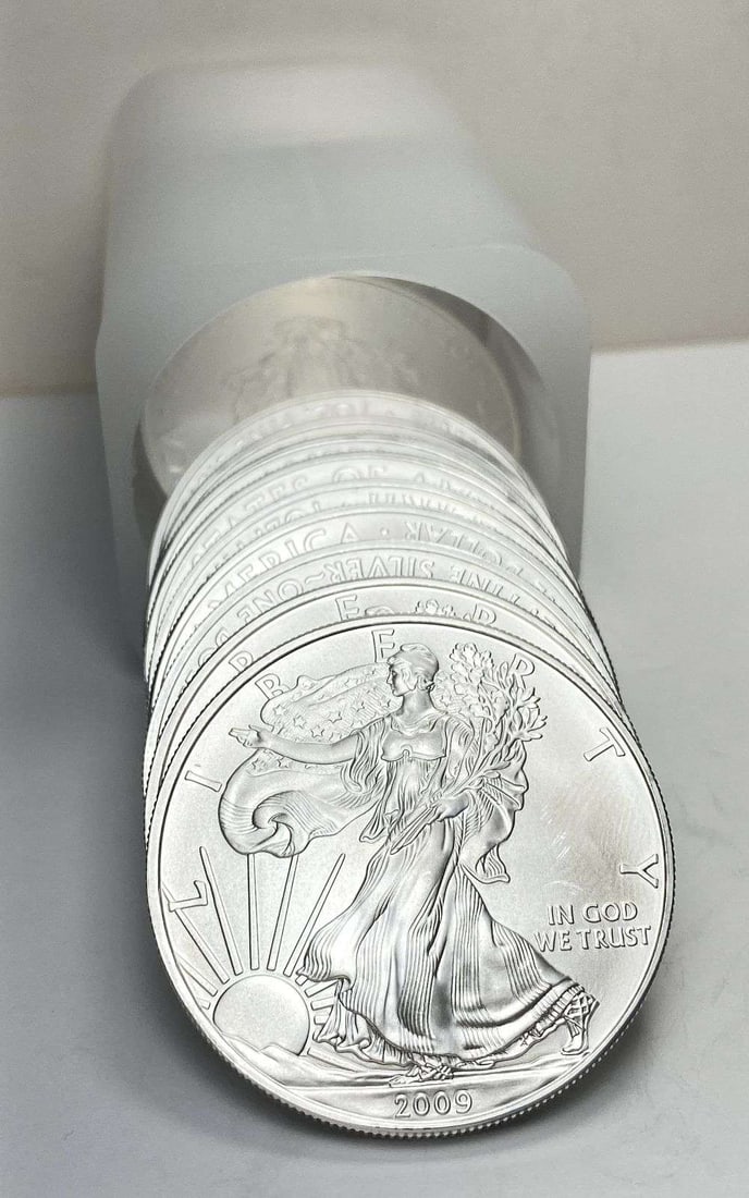 Last Minute! Original Treasury Roll (20) 2009 American Silver Eagle: Winner shall receive the exact roll (20-coins) shown here. (RR/LRRB)