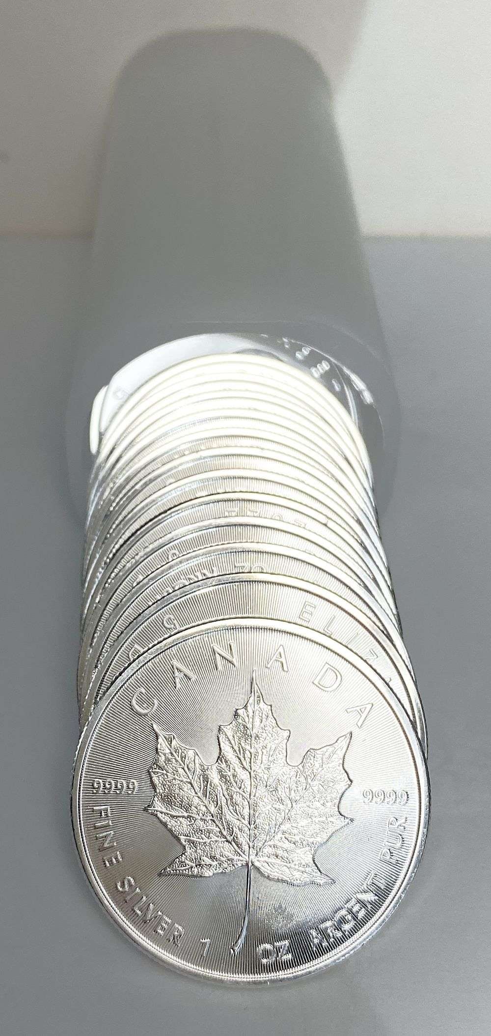 Last Minute! Roll (25-coins) 2022 Canada $5 Maple Leaf 1 ozt .9999 Silver (1 of 5)