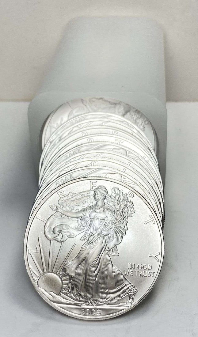 Last Minute! Original Treasury Roll (20) 2009 American Silver Eagle: Winner shall receive the exact roll (20-coins) shown here. (RR/LRRB)