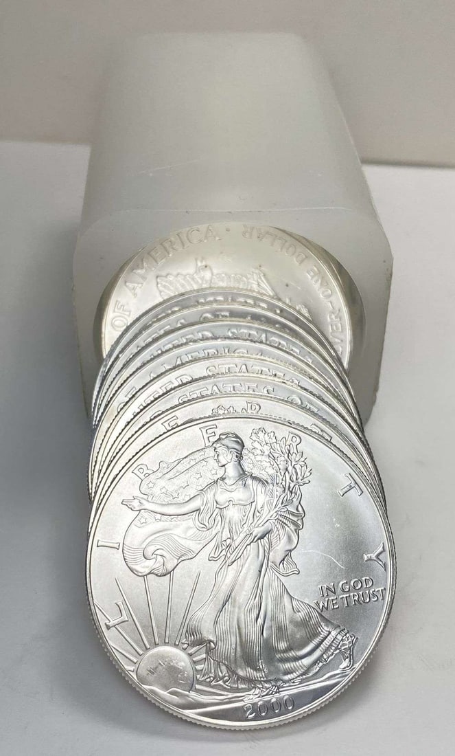 Last Minute! Original Treasury Roll (20) 2000 American Silver Eagle: Winner shall receive the exact roll (20-coins) shown here. (RR/LRRB)