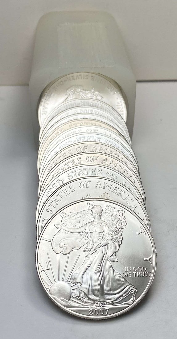 Last Minute! Original Treasury Roll (20) 2007 American Silver Eagle: Winner shall receive the exact roll (20-coins) shown here. (RR/LRRB)