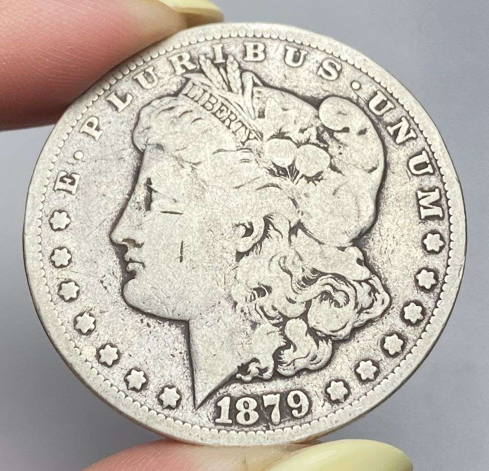 Last Minute! 1879-CC Morgan Silver Dollar Fine: Winner shall receive the exact coin shown here. (RR/RB)