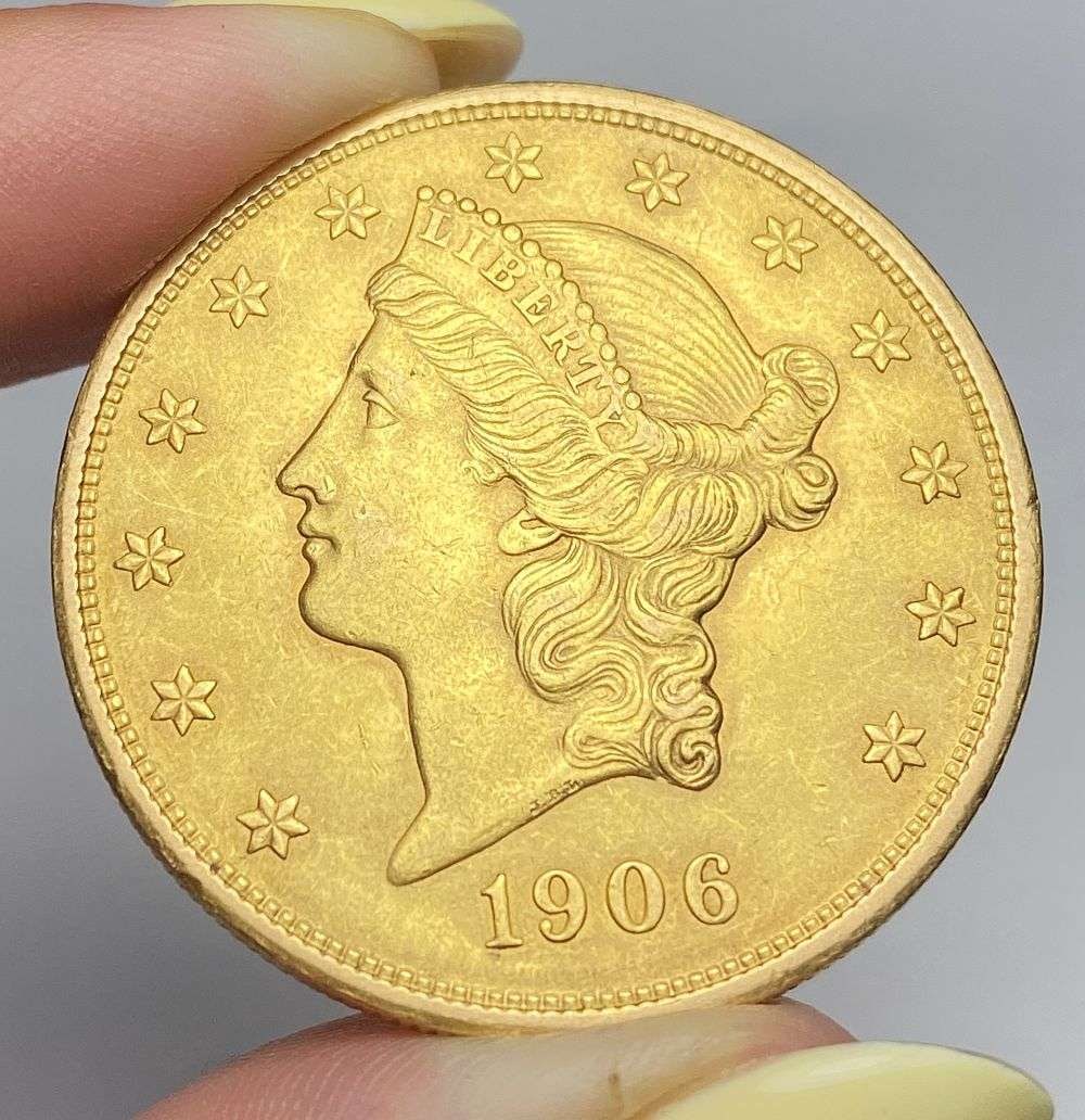 Last Minute! 1906-D Gold $20 Liberty Head MS62 Details: Winner shall receive the exact coin shown here. (RR/B)