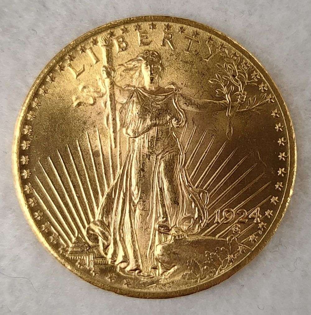 Last Second! 1924 Gold $20 Saint Gaudens MS63: Winner shall receive the exact coin shown here. (RR/MPSPOP)