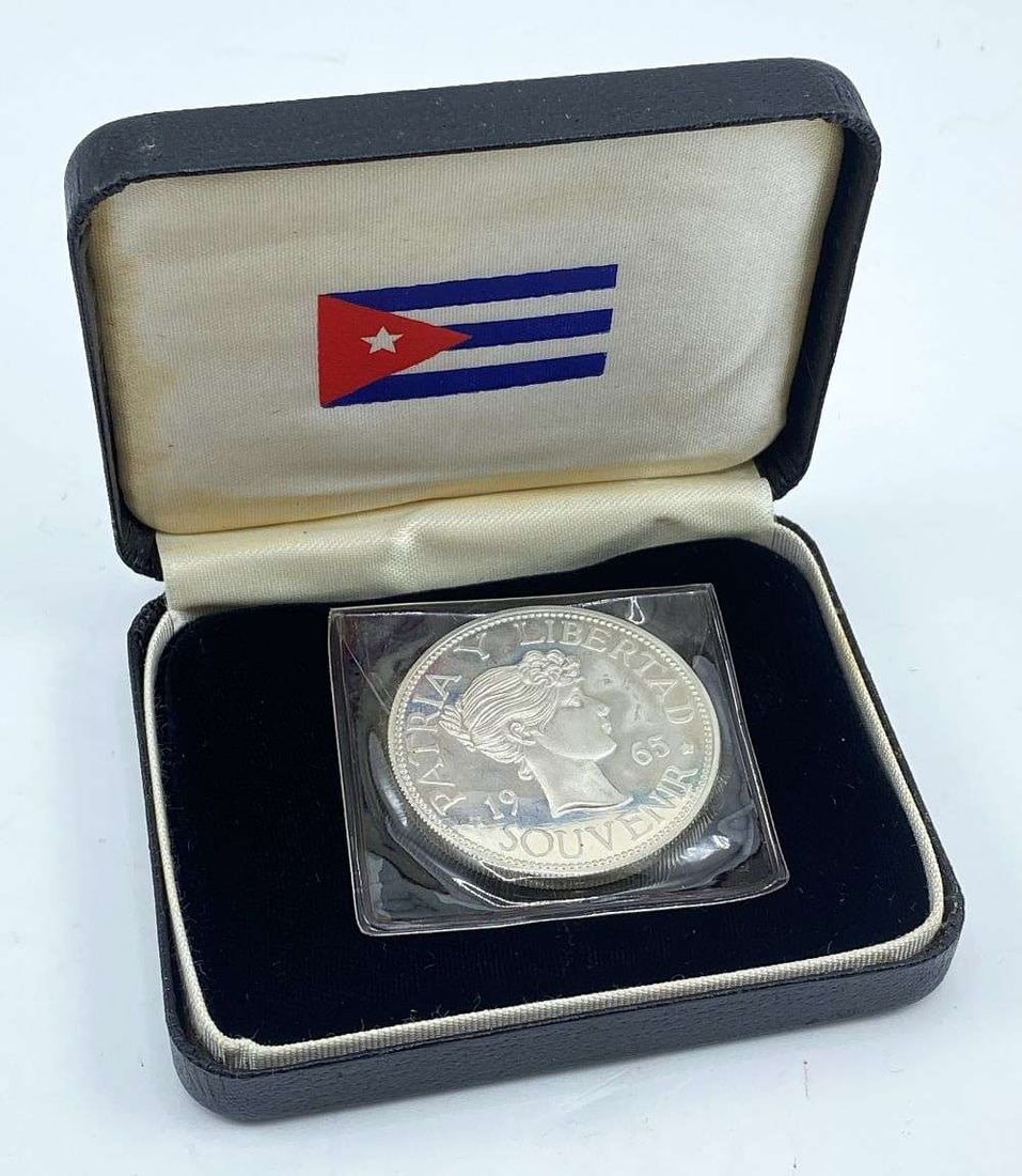 1965 Cuba .925 Silver Peso Proof Souvenir: Winner shall receive the exact coin shown here. (RR/B)