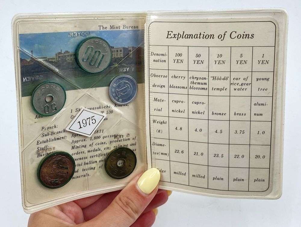 1975 Japan Mint 1 YEN-100 YEN Set (5-coins): Winner shall receive the exact set (5-coins) shown here. (RR/B)