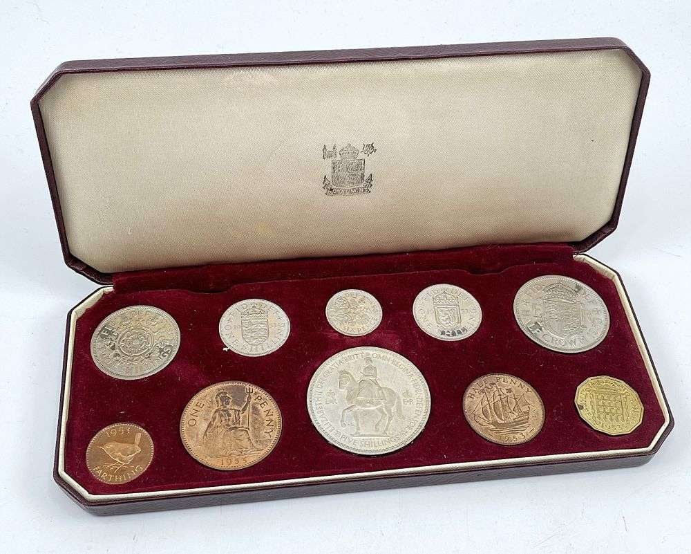 1953 Great Britain Elizabeth II Coronation Proof Set (10-coins): Winner shall receive the exact set (10-coins) shown here. (RR/B)