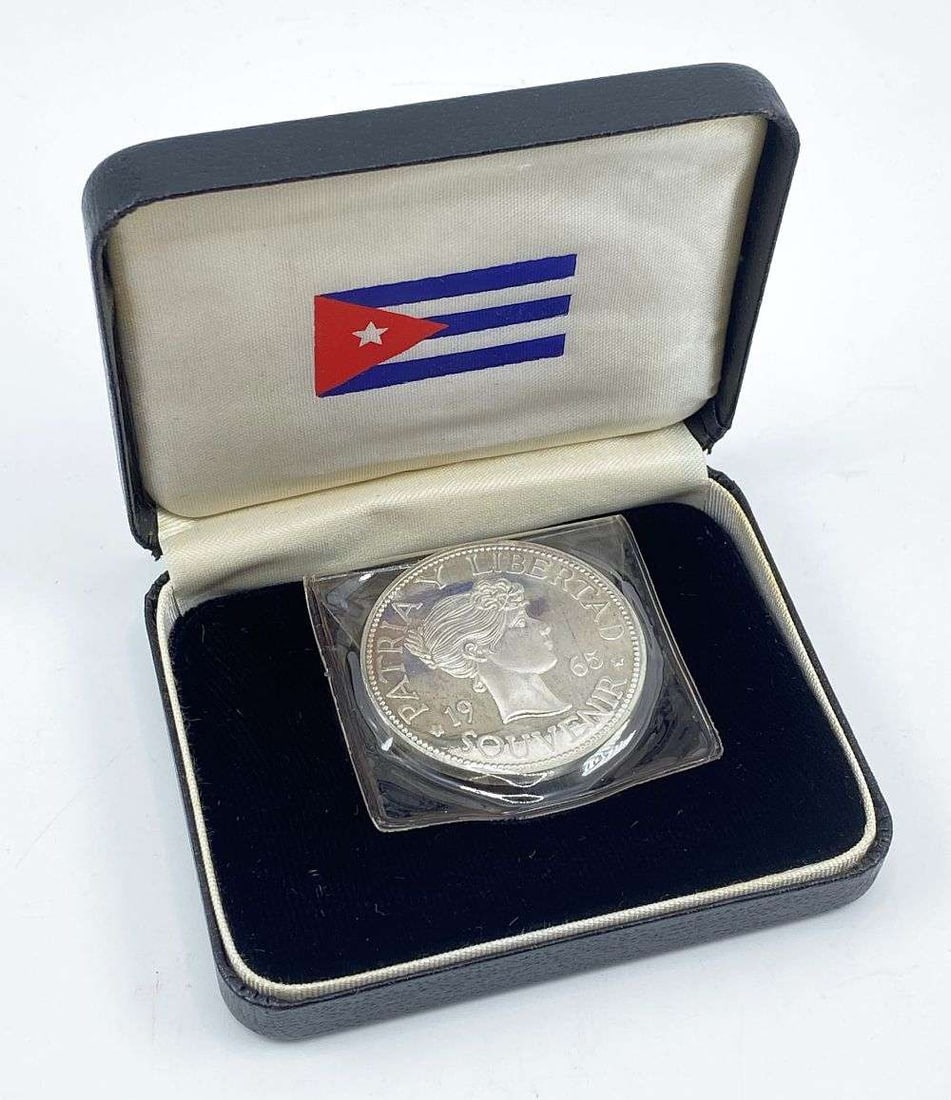 1965 Cuba .925 Silver Peso Proof Souvenir: Winner shall receive the exact coin shown here. (RR/B)