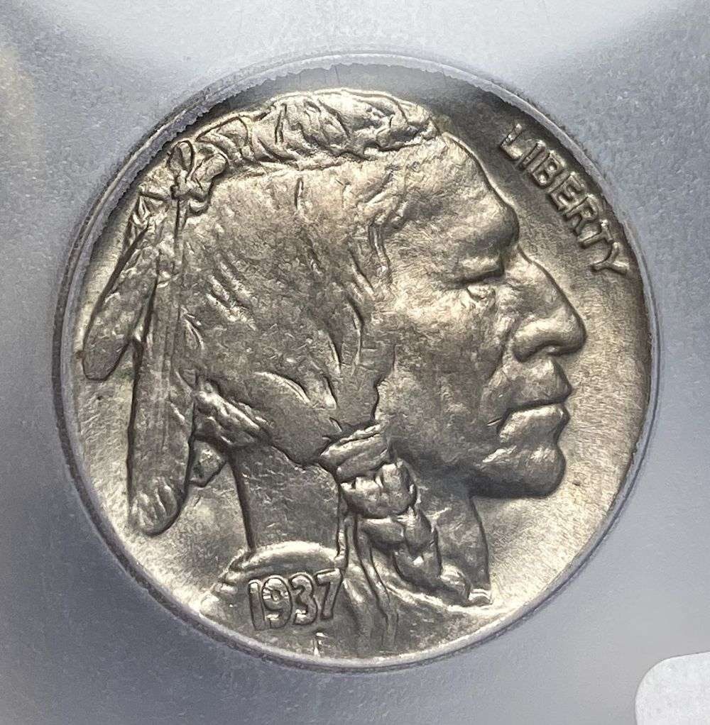 1937-D Buffalo Nickel MS63: Winner shall receive the exact coin shown here. (RR/TVC=B)