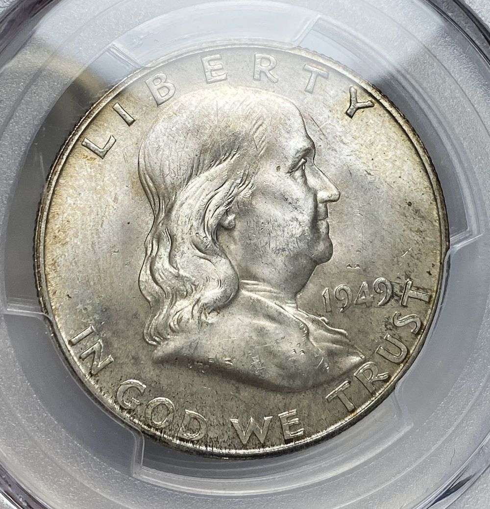 1949-D Franklin Silver Half Dollar PCGS MS64 FBL: Winner shall receive the exact coin shown here. (RR/TVC=B)
