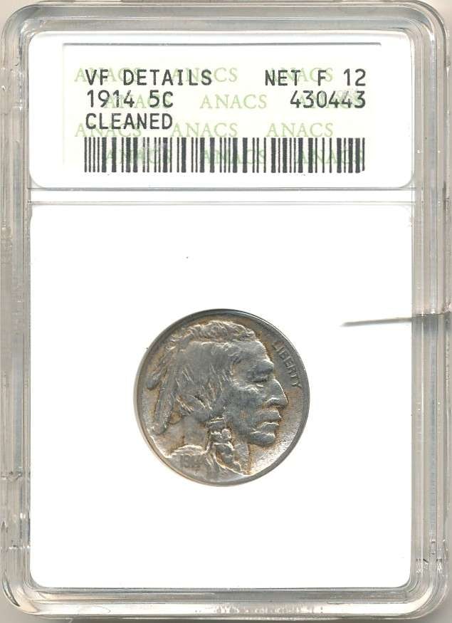 Vintage Soapbox Holder 1914 Buffalo Nickel ANACS VF Details: Winner shall receive the exact coin shown here. (RR/TVC=B)