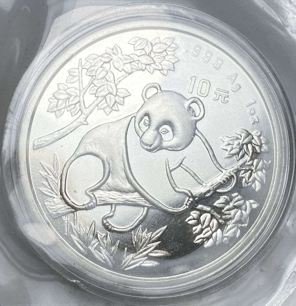 Rare Date 1992 Chinese Panda 1 ozt .999 Silver Extremely High Grade Original Mint Packaging: Winner shall receive the exact coin shown here. (RR/RB)