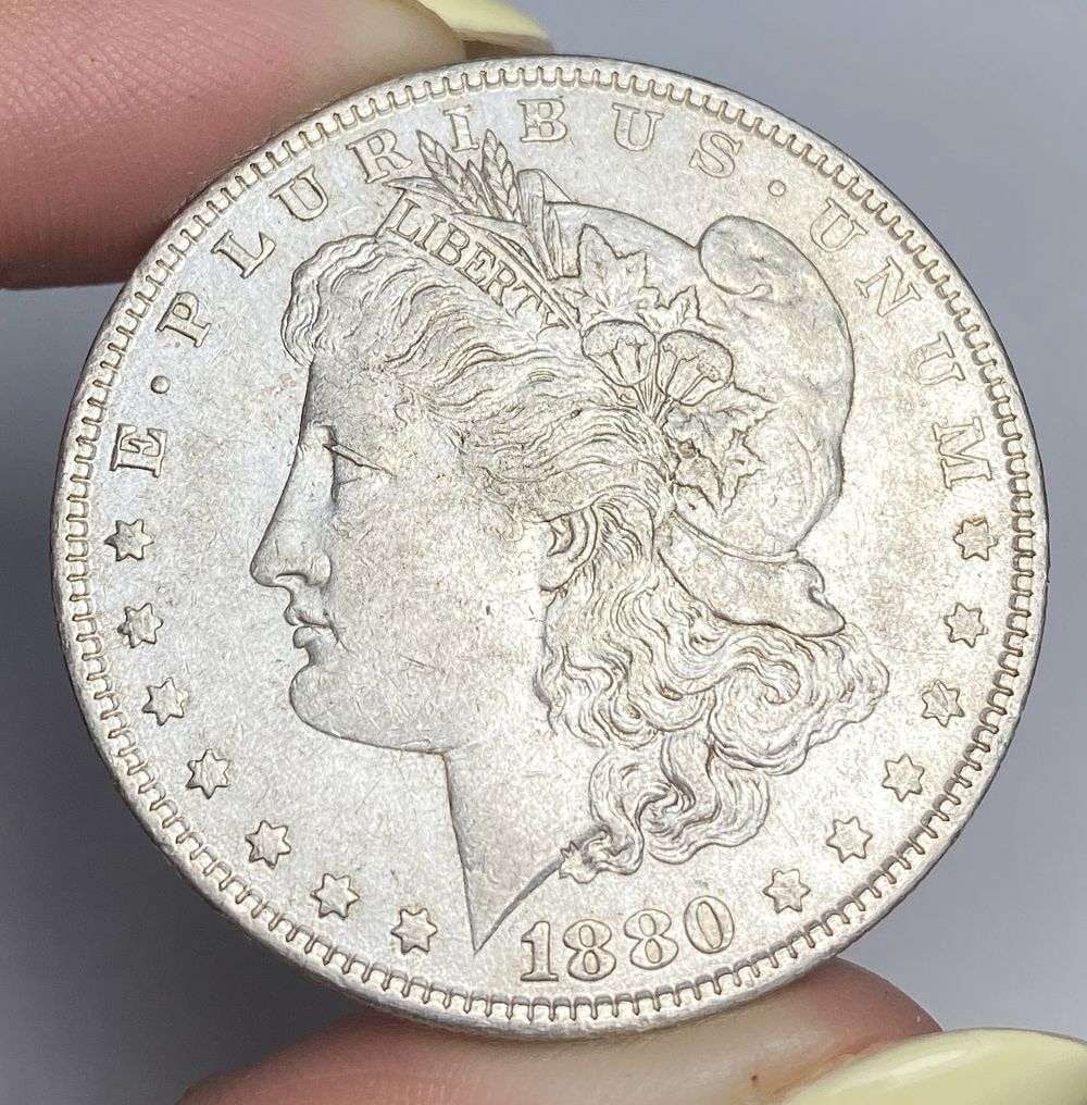 1880-O Morgan Silver Dollar AU58 (1 of 2)