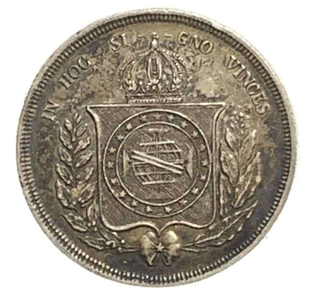 1860 Brazil Silver 500 Reis 0.188 ozt ASW AU55: IMPORTANT NOTE: We do not agree with the grade provided with this "off-brand" grading company. Winner shall receive the exact coin shown here. (MR/TVC=B)