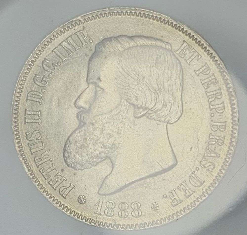1888 Brazil Silver 2000 Reis 0.752 ozt ASW MS63 (1 of 4)