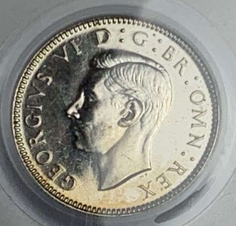 1950 Great Britain 6 Pence PCGS PR65: Winner shall receive the exact coin shown here. (MR/TVC=B)