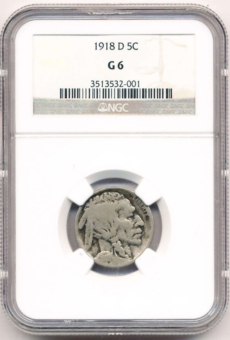 1918-D Buffalo Nickel NGC G6: Winner shall receive the exact coin shown here. (MR/TVC=B)
