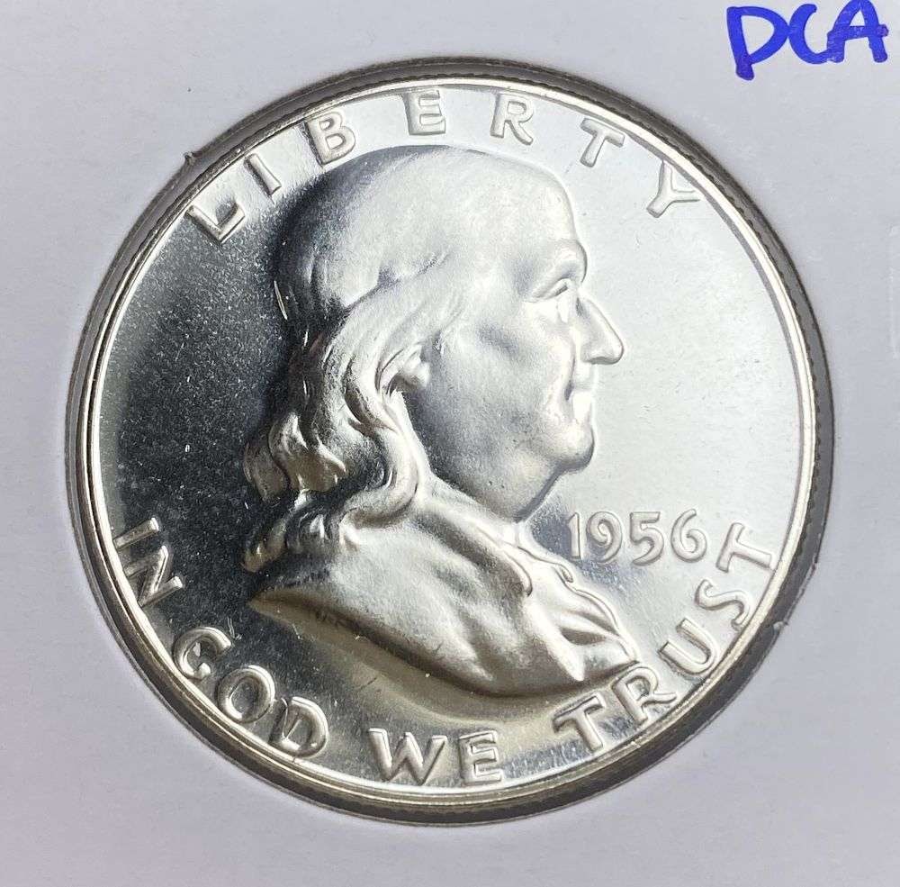 1956 Franklin Silver Half Dollar PR68 DCAM: This consignment, we hope to offer over time across our various Whatnot channels, with the best material featured in our Wednesday auctions. We hope to be done with this stuff by the beginning of 2027