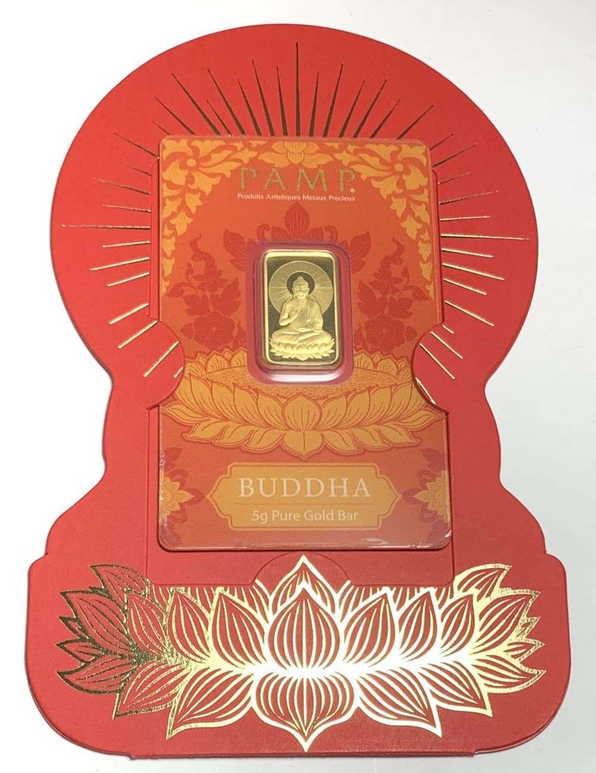 Pamp Suisse Buddha 5g .9999 Gold Bar: Winner shall receive the exact bar shown here. (MR/EBB)