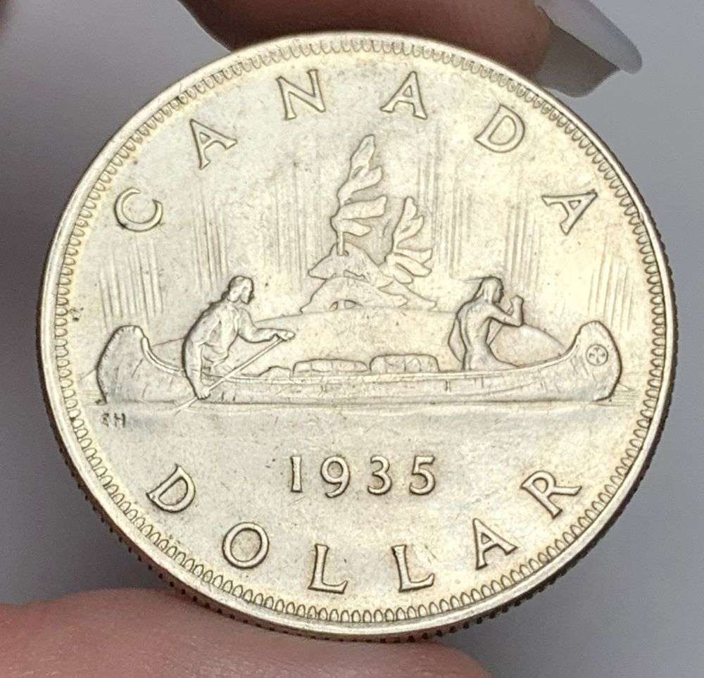 Rare 1935 Canada Silver Dollar MS63 0.6 ozt ASW: Winner shall receive the exact coin shown here. (MR/UB)