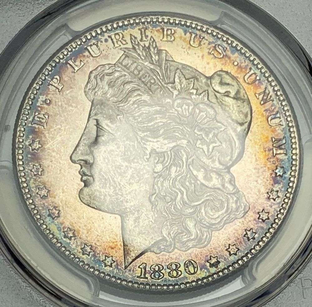 Amazing Toner 1880-S Morgan Silver Dollar PCGS MS63: Winner shall receive the exact coin shown here. (MR/LEE)