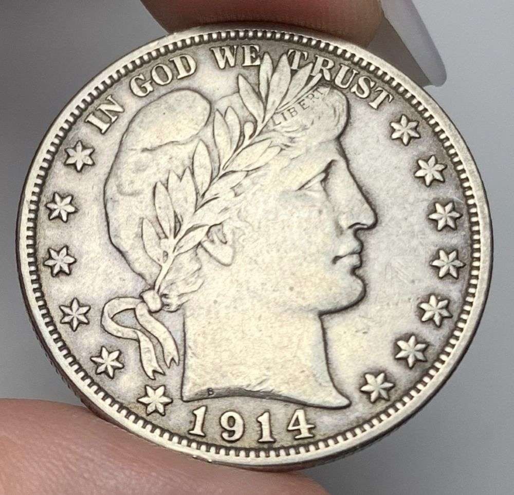 1914-S Barber Silver Half Dollar AU50 Details (1 of 2)