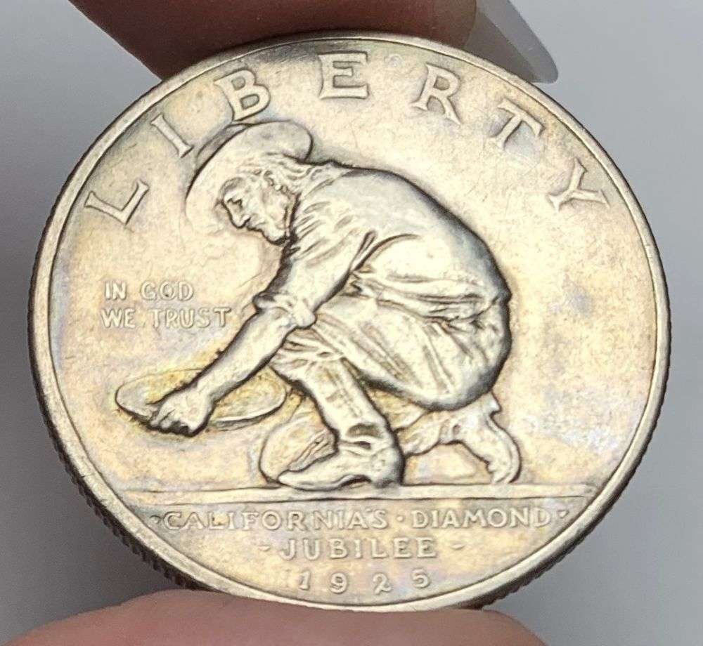1925-S California's Diamond Jubilee Commemorative Silver Half Dollar AU50 (1 of 2)