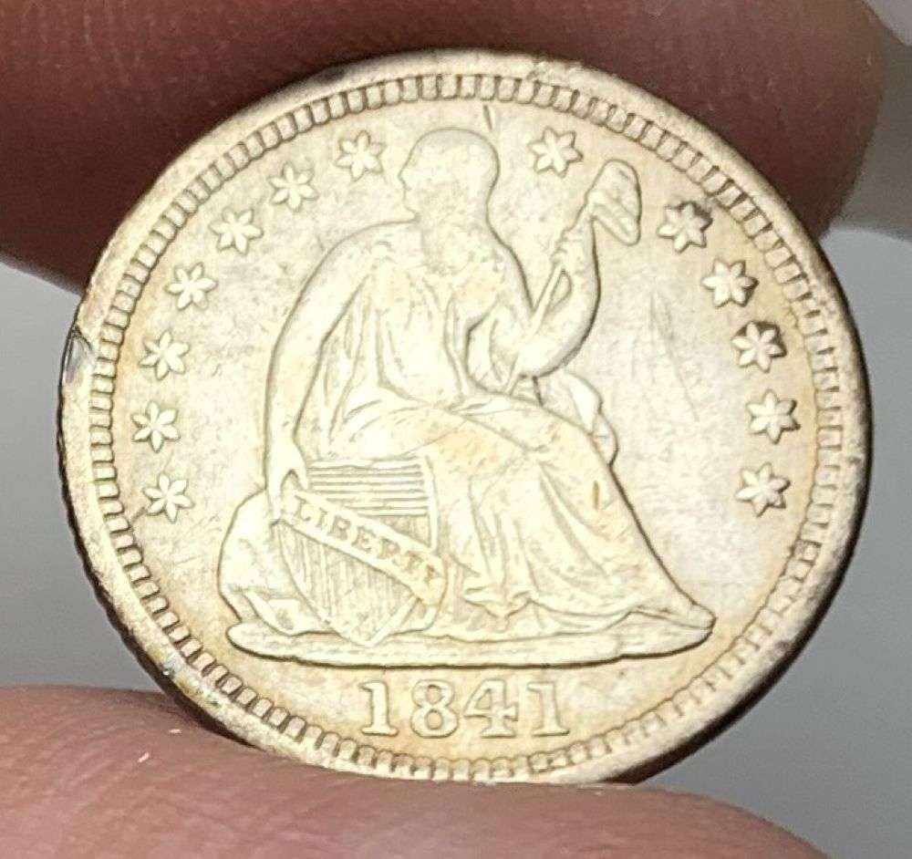 1841 Seated Liberty Silver Half Dime AU53: Winner shall receive the exact coin shown here. (MR/IB)