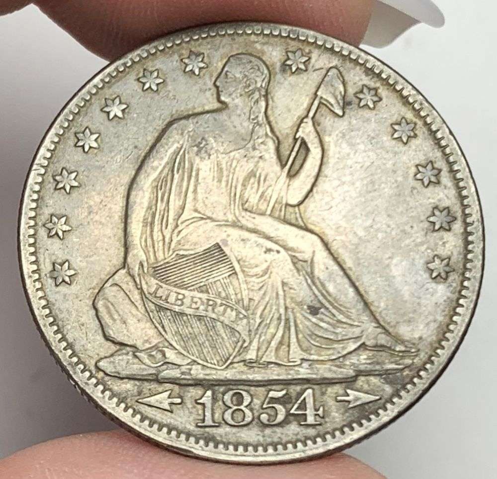 1854 Seated Liberty Silver Half Dollar AU50 Details: Winner shall receive the exact coin shown here. (MR/RB)