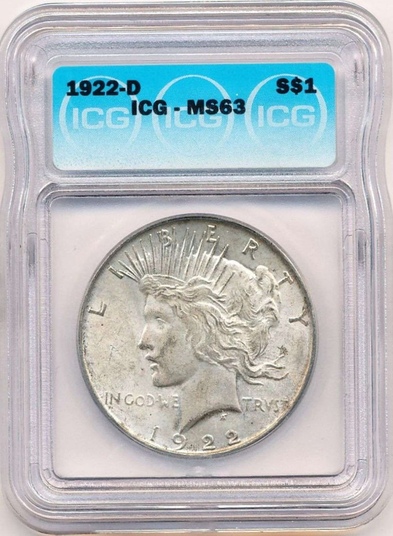 1922-D Peace Silver Dollar ICG MS63 (1 of 4)