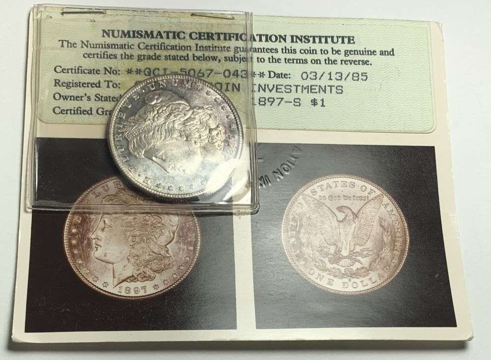 Vintage 1985 Grading Certified NCI 1897-S Morgan Silver Dollar MS65: By today's standards, these coins would grade an average of one to two grades higher than the old 1985 NCI grading. NCI was a wholly owned, top secret division of heritage auctions, yes the same folks