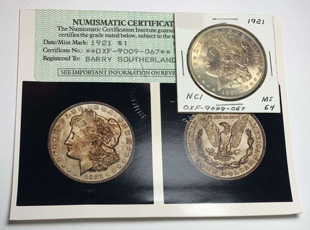 Vintage 1985 Grading Certified NCI 1921 Morgan Silver Dollar MS64: By today's standards, these coins would grade an average of one to two grades higher than the old 1985 NCI grading. NCI was a wholly owned, top secret division of heritage auctions, yes the same folks