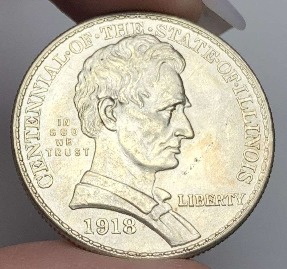 1918 Lincoln Centennial Of Illinois Commemorative Silver Half Dollar MS64: Winner shall receive the exact coin shown here. (MR/LPB)