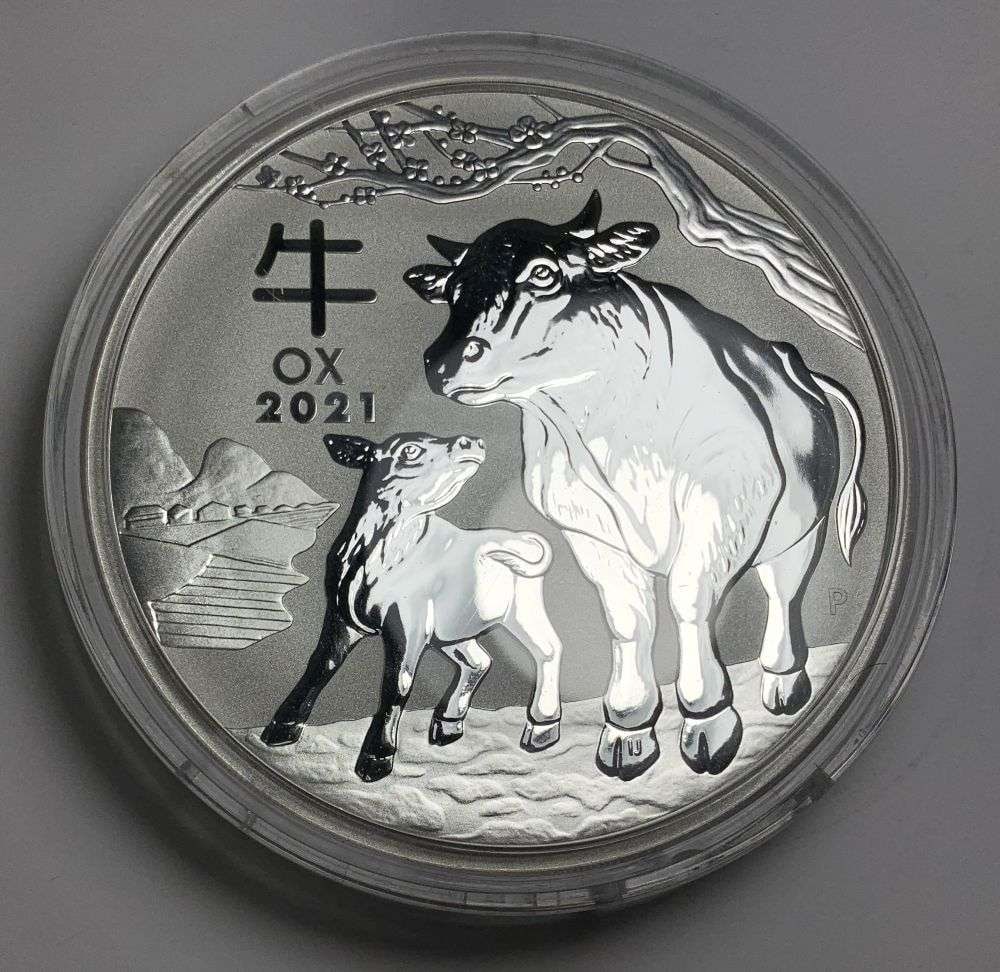 Rare 2021-P Australia $30 Ox 1 Kilo .9999 Silver: Winner shall receive the exact coin shown here. (MR/LTUL)