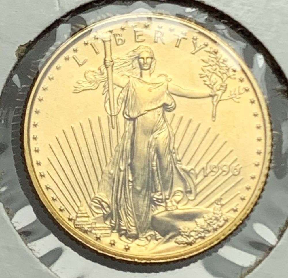 1996 American $5 Gold Eagle 1/10 ozt: Winner shall receive the exact coin shown here. (MR/EBB)