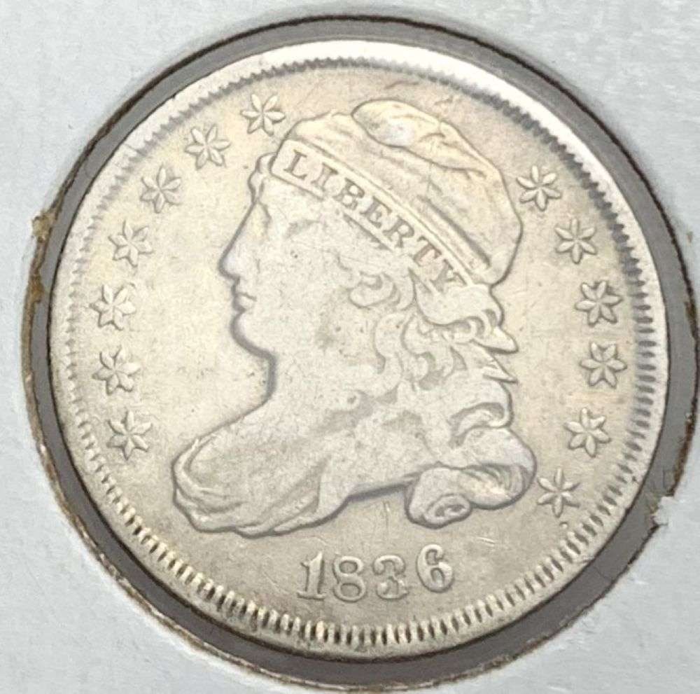 1836 Capped Bust Silver Dime VF: Winner shall receive the exact coin shown here. (MR/B)