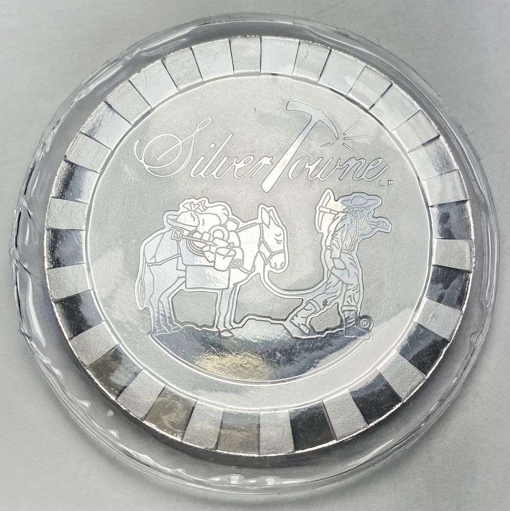 SilverTowne Prospector Stackable 5 ozt .999 Silver: Winner shall receive the exact coin shown here. (MK/B)