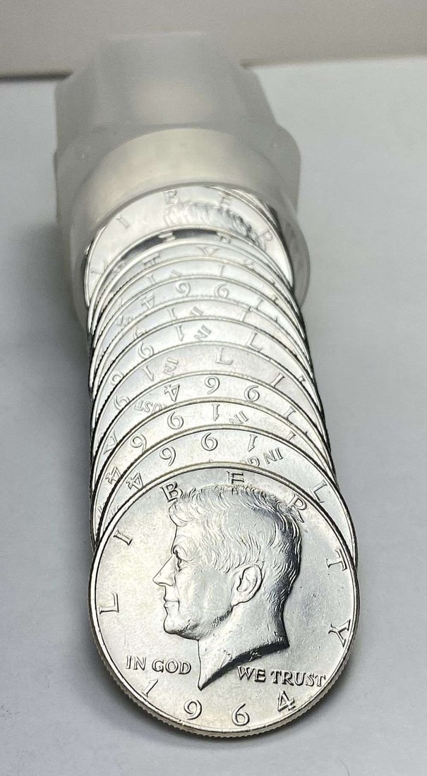 Fresh Mint Condition Roll (20) 1964 Kennedy Silver Half Dollar: Winner shall receive the exact roll (20-coins) shown here. (RR/B)