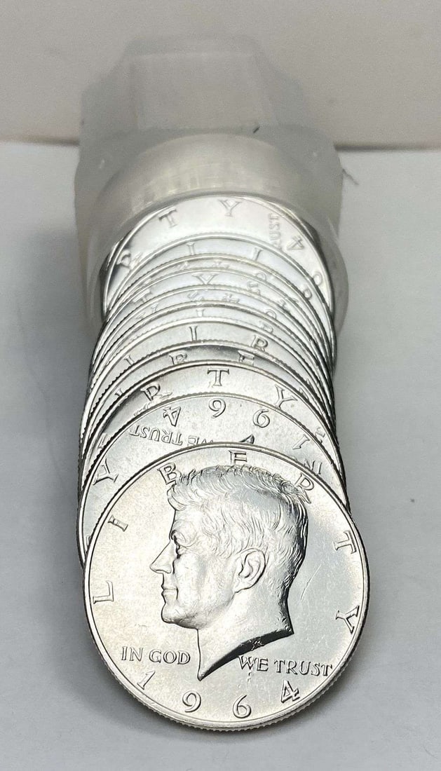 Fresh Mint Condition Roll (20) 1964-P/D Kennedy Silver Half Dollar: Winner shall receive the exact roll (20-coins) shown here. (RR/B)