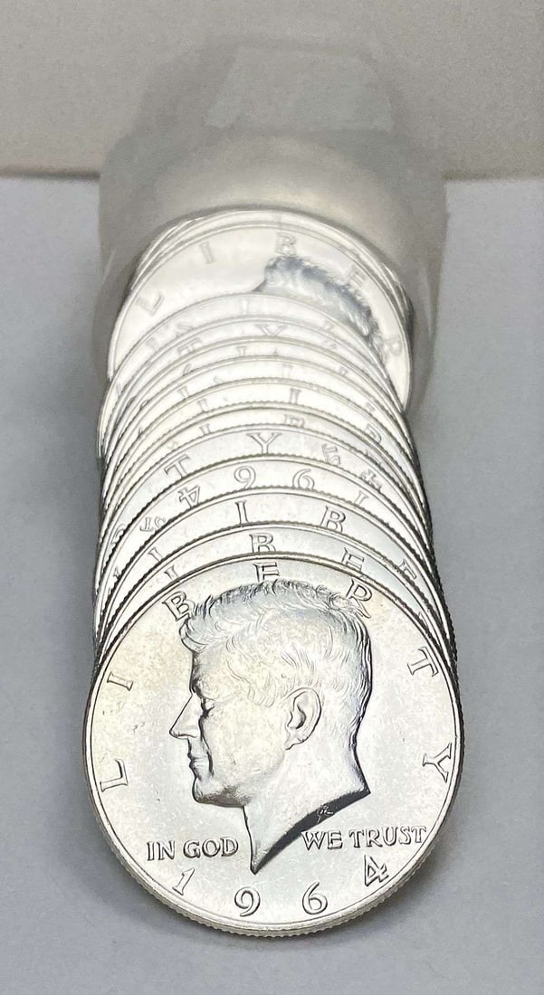 Fresh Mint Condition Roll (20) 1964 Kennedy Silver Half Dollar: Winner shall receive the exact roll (20-coins) shown here. (RR/B)
