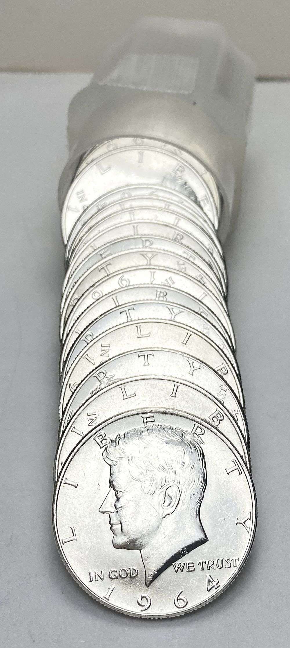Fresh Mint Condition Roll (20) 1964-P/D Kennedy Silver Half Dollar: Winner shall receive the exact roll (20-coins) shown here. (RR/B)