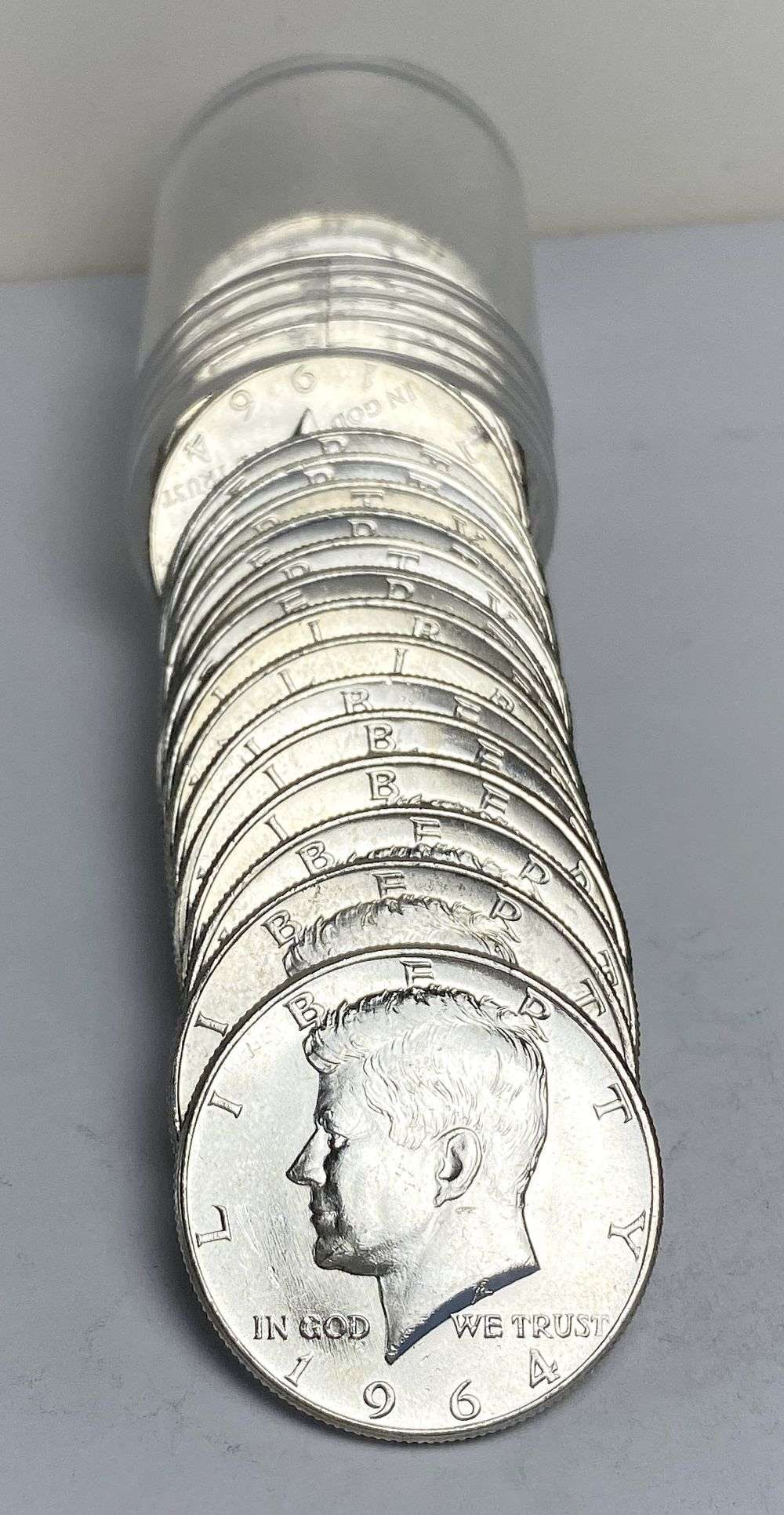 Fresh Mint Condition Roll (20) 1964 Kennedy Silver Half Dollar: Winner shall receive the exact roll (20-coins) shown here. (RR/URB)