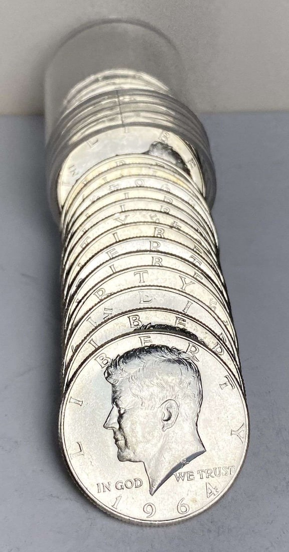 Fresh Mint Condition Roll (20) 1964 Kennedy Silver Half Dollar: Winner shall receive the exact roll (20-coins) shown here. (RR/URB)