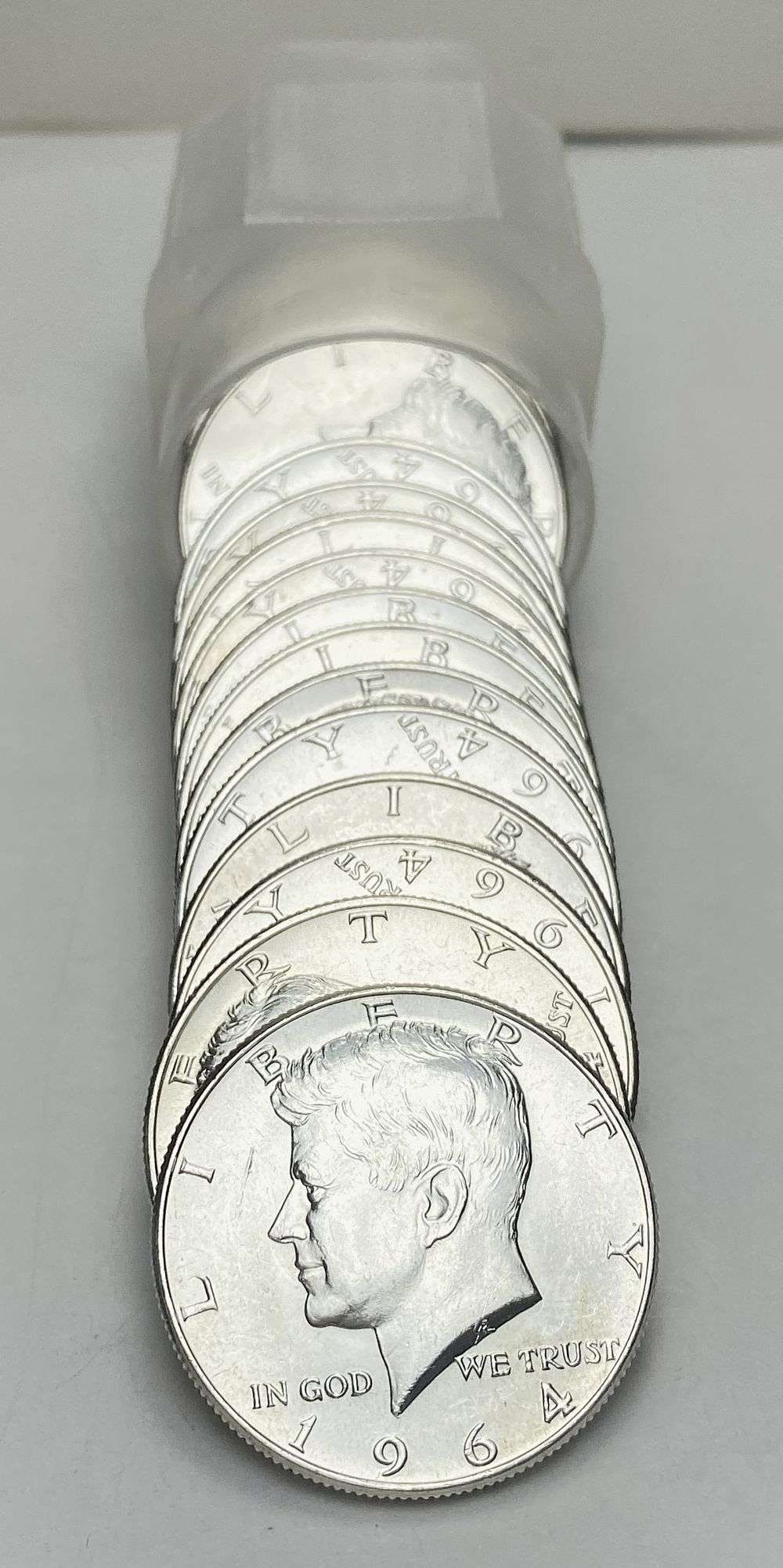 Fresh Mint Condition Roll (20) 1964-P/D Kennedy Silver Half Dollar: Winner shall receive the exact roll (20-coins) shown here. (RR/B)